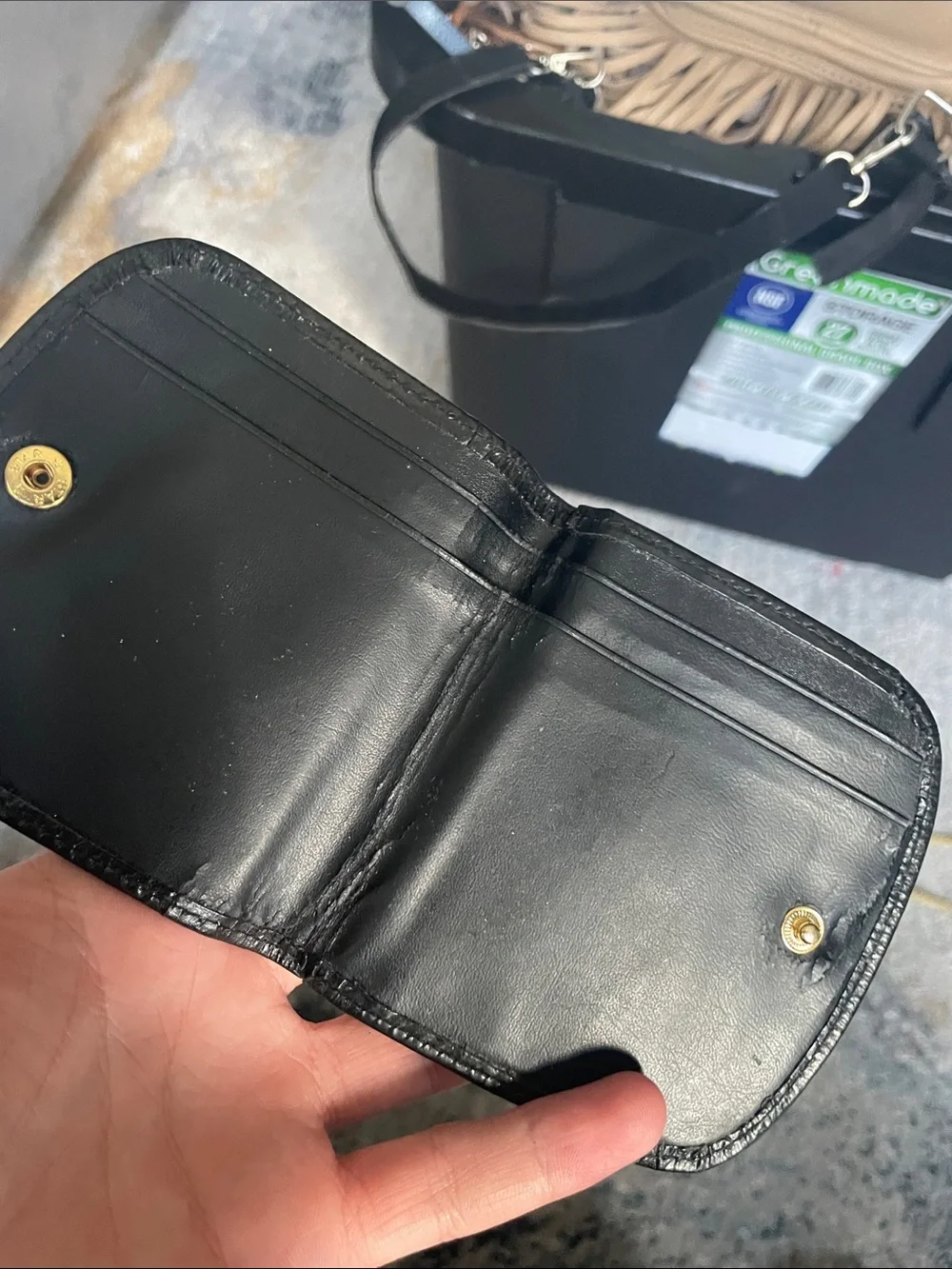 Buxton Black Leather Coin Pouch with Embossed Logo